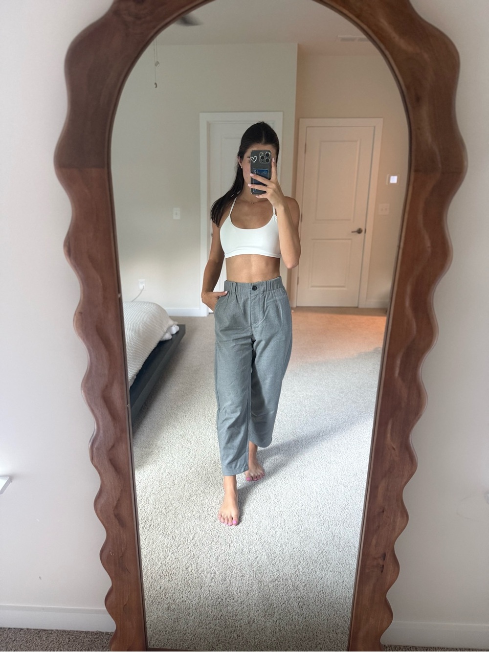 Zara Gray Cropped High-Rise Trousers